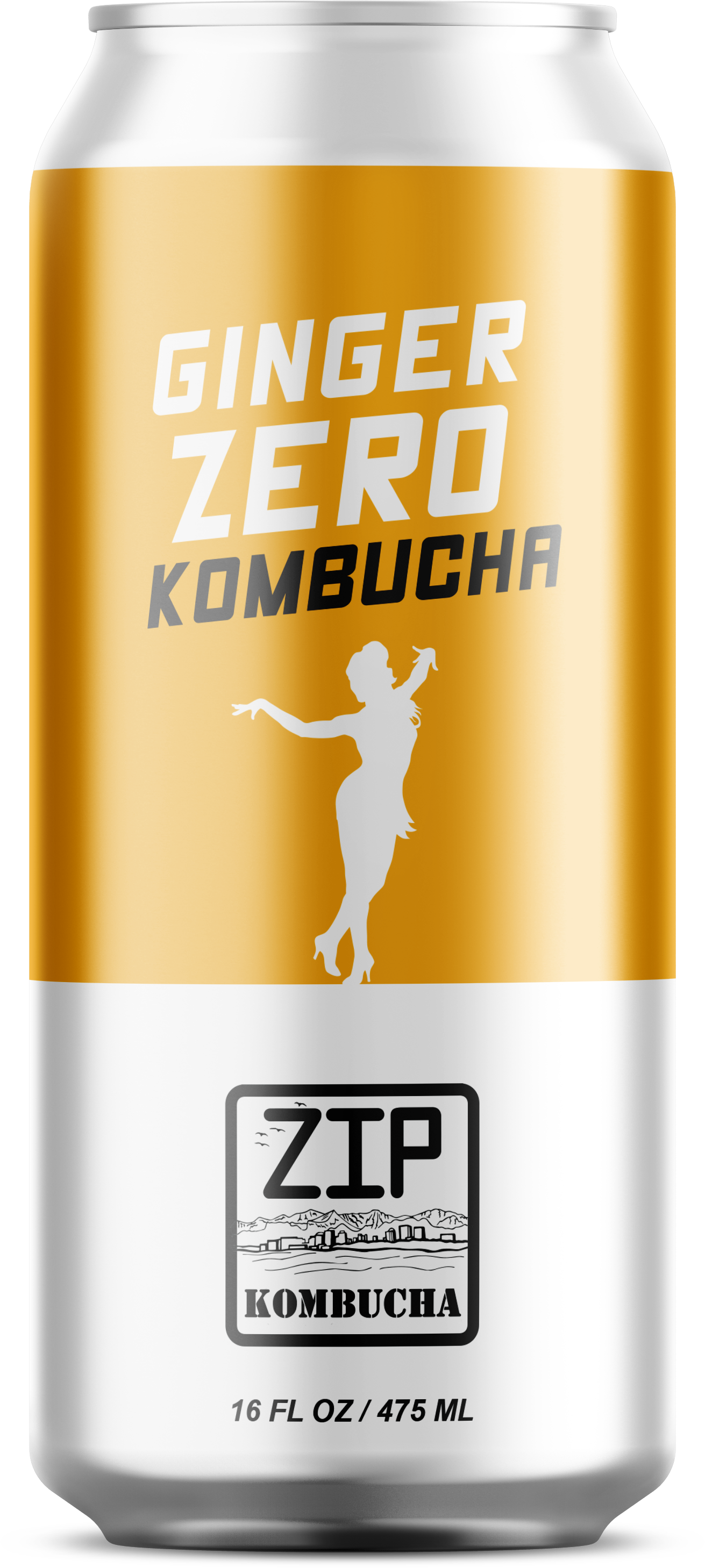 Ginger Zero Sugar Kombucha 16oz can - zero sugar organic ginger kombucha by Zip Kombucha